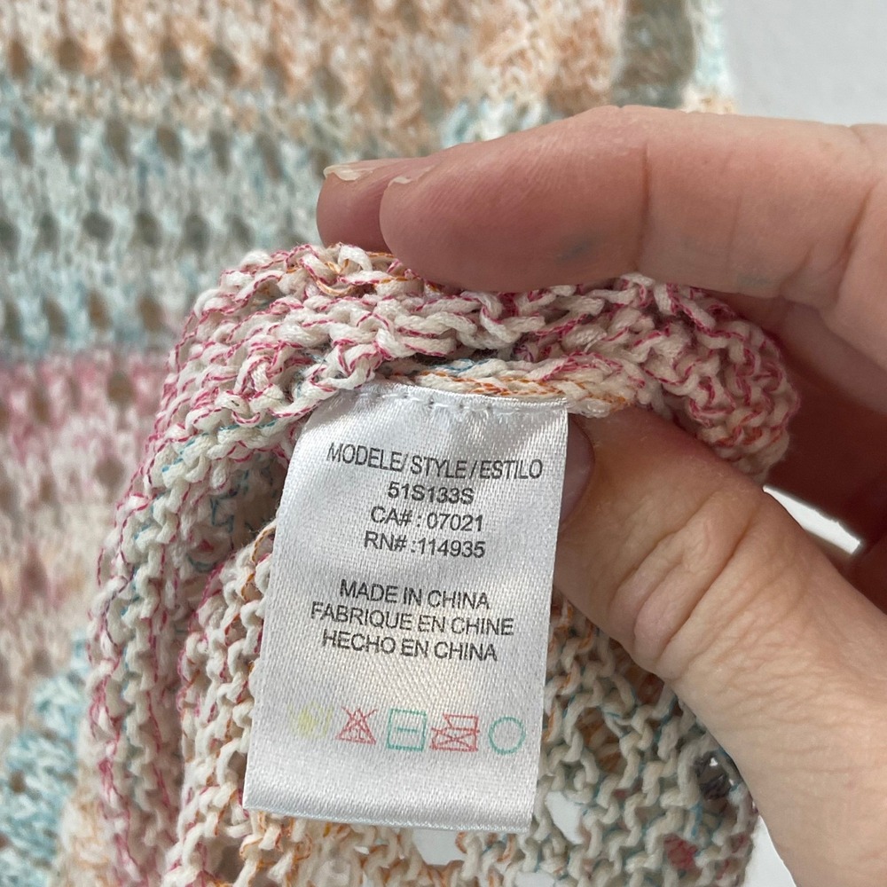 Crochet Tank Top‎ Womens XS Pastel Boho Festival Open Knit Coastal Cowgirl - Picture 5 of 9